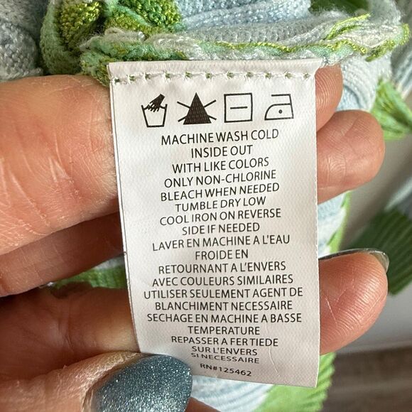 NWT Ramy Brook “Raya” Stripe Knit Button-front Sweater, in light blue and green - Picture 10 of 13